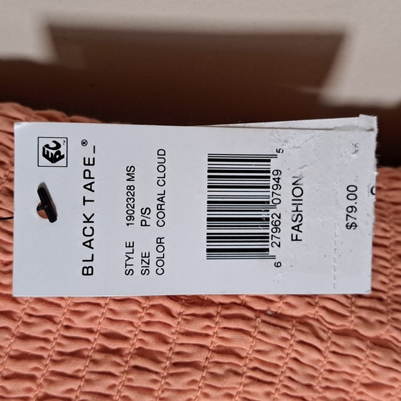 Black Tape Cotton Smocked Babydoll Dress in Coral Cloud SM - Picture 10 of 11